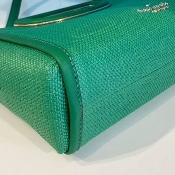 ♠️Kate Spade Alexia Straw Crossbody Clutch Bag, Green Bean NWT - Picture 4 of 5